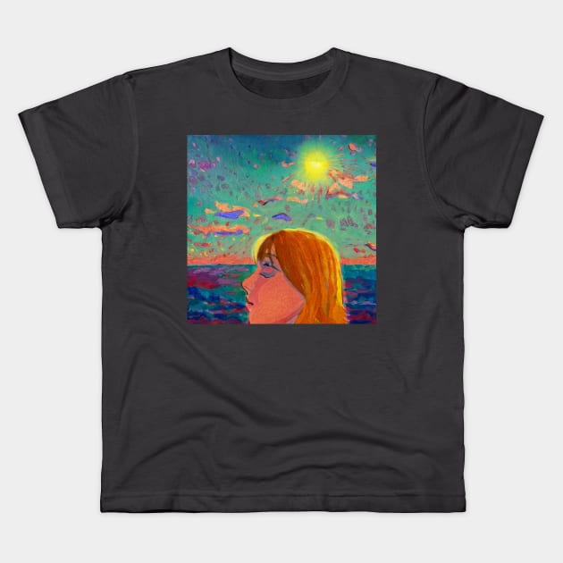 Girl with the Sun in Her Eyes Kids T-Shirt by Prints Charming